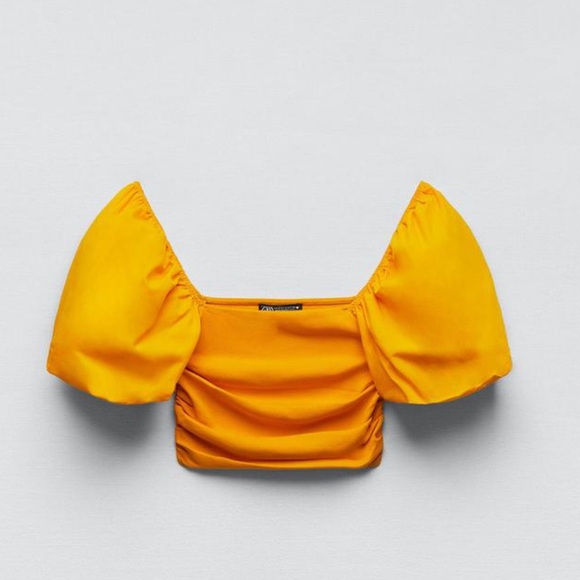 ZARA PUFF SLEEVES CROP TOP - Picture 3 of 6